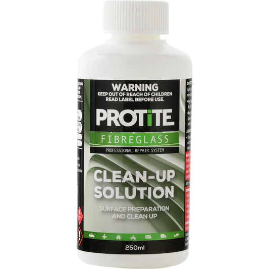 Protite 250ml Fibreglass Clean Up Solution - Acetone-Based, Indoor/Outdoor Use