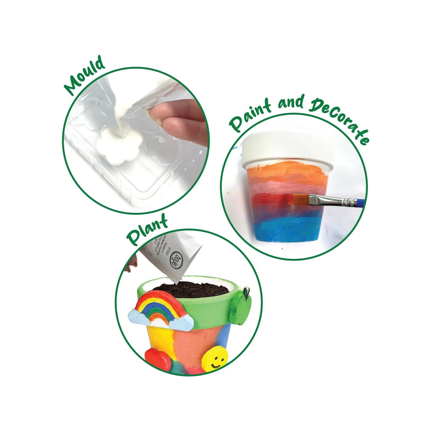 Boyle Craft And Grow Plaster & Paint Flower Pot Kit - 2 Pots, Seeds, Paints, Moulds