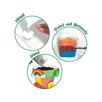 Boyle Craft And Grow Plaster & Paint Flower Pot Kit - 2 Pots, Seeds, Paints, Moulds