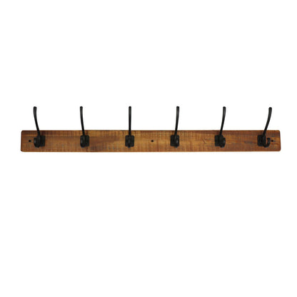 Adoored 950mm Black Rustic 6 Hook Hat and Coat Rack with Easy Installation