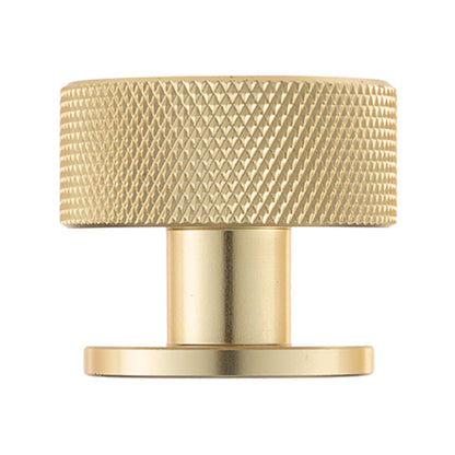 Taskmaster 32.5mm Knurled Brushed Brass Cabinet Knob – Modern Design, Easy Install