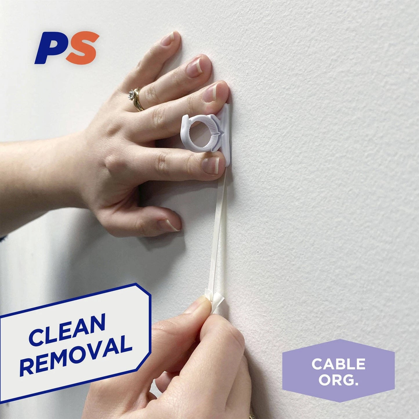 Permastik Small Cable Clips 25 Pack, No Drilling, Easy Removal, Indoor Use