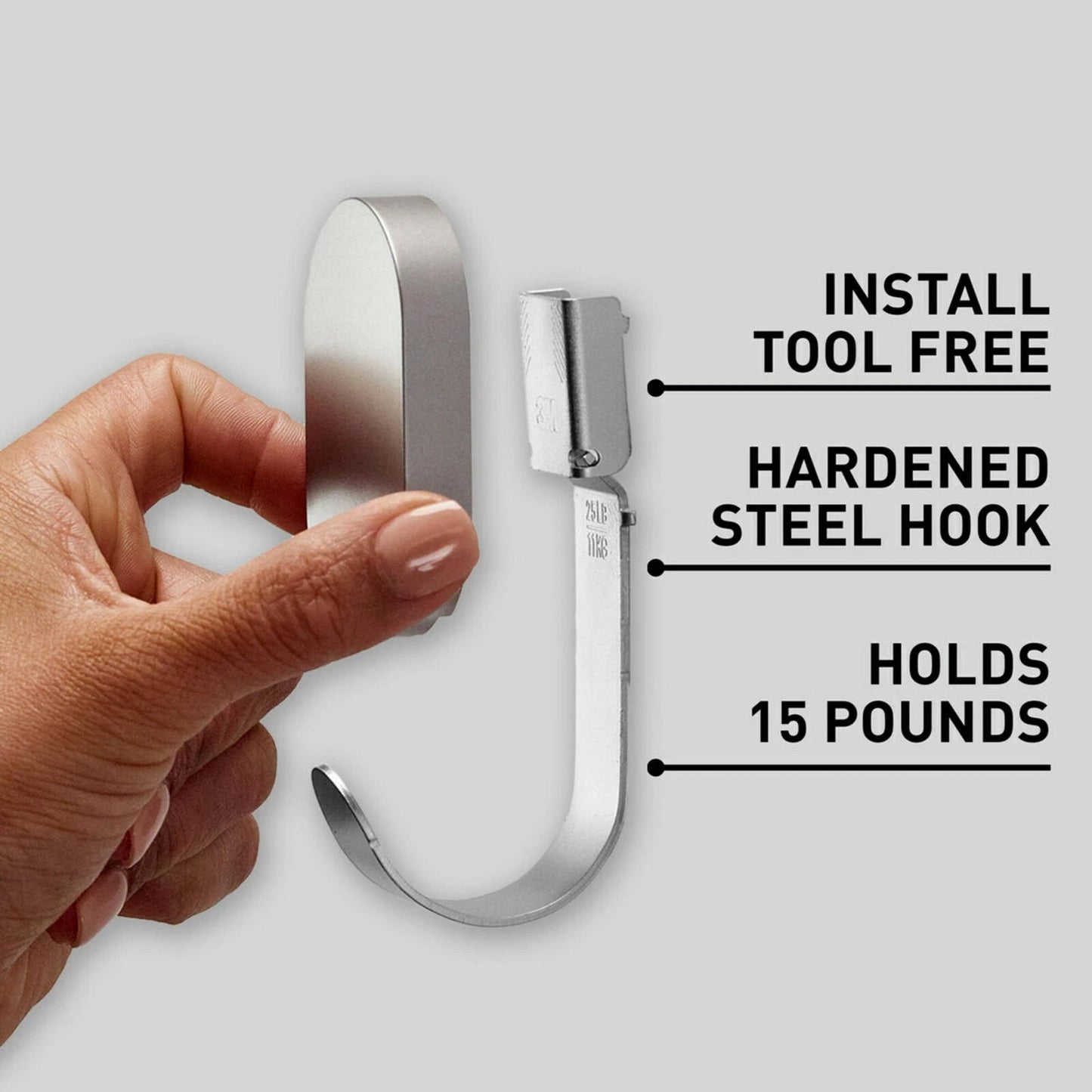 3M Silver CLAW 7kg Plasterboard Wall Hook - Heavy-Duty, Easy Install, Secure Hold