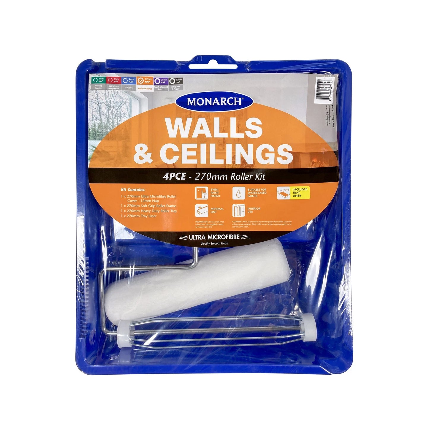 Monarch 270mm Ultra Microfibre Roller Kit 4 Piece Set for Walls & Ceilings