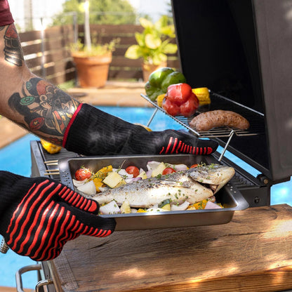 Jumbuck Aramid BBQ Gloves - Heat Resistant, Silicone Grip, One Size, Machine Washable