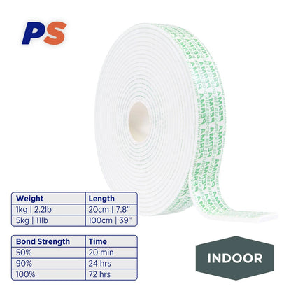 Permastik Indoor Mounting Tape 24mm x 5m - Strong Adhesion, No Tools Required, Versatile Use