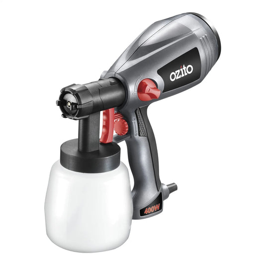 Ozito 400W Power Paint Spray Gun, Adjustable Patterns, 800ml Reservoir, Versatile Use