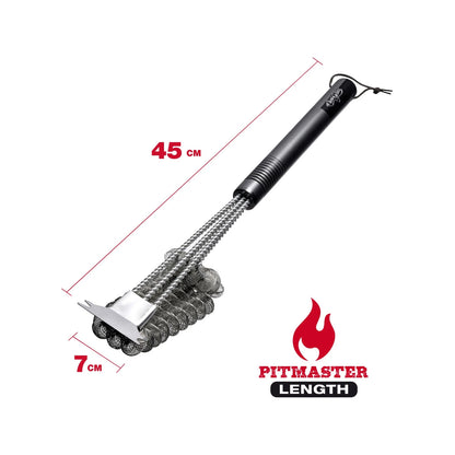 Char-Griller Triple Grid Helix Grill Brush, Stainless Steel Coils, Triple Head, 18" Length