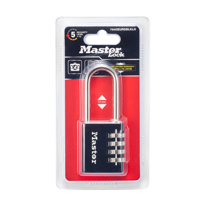 Master Lock 51mm Shackle Combination Padlock, 4-Digit, Solid Aluminium, Chrome-Plated Steel