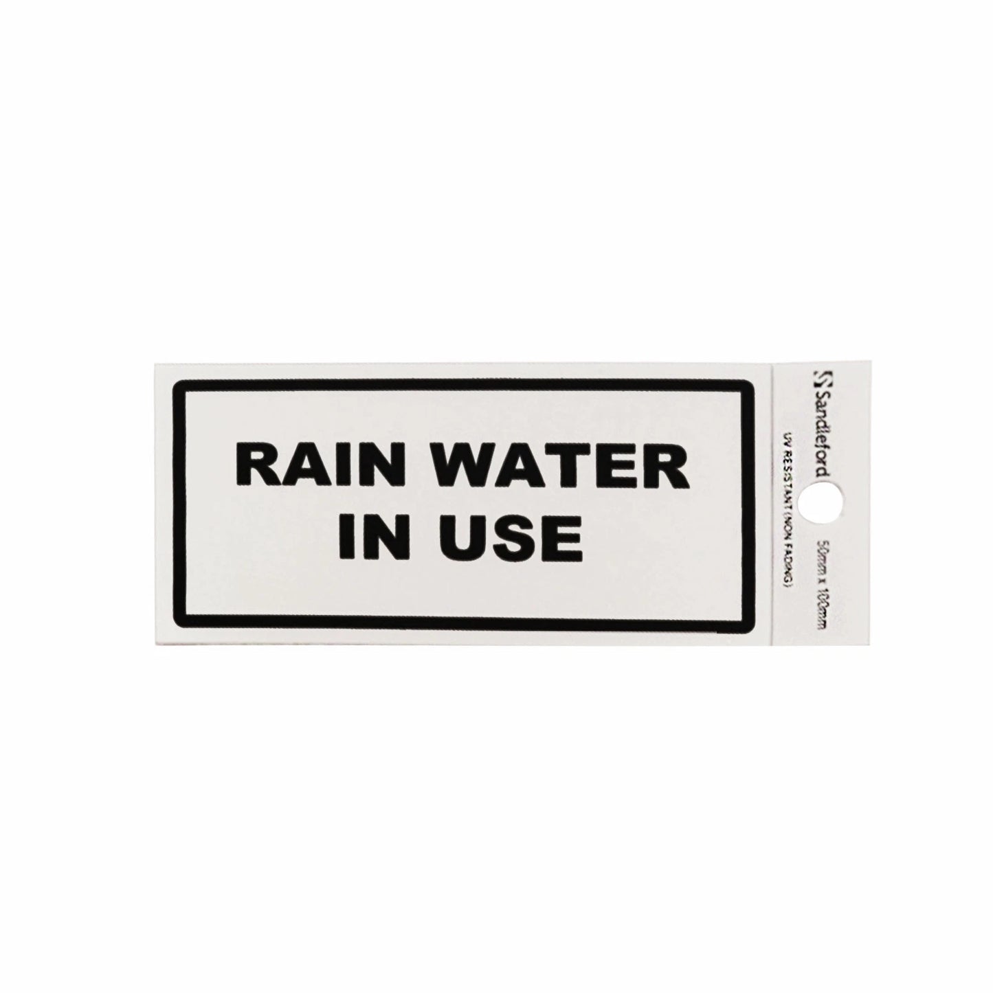 Sandleford Rain Water In Use Self Adhesive Sign, Silver, Weather Resistant, 100x50mm