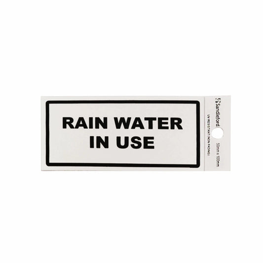Sandleford Rain Water In Use Self Adhesive Sign, Silver, Weather Resistant, 100x50mm