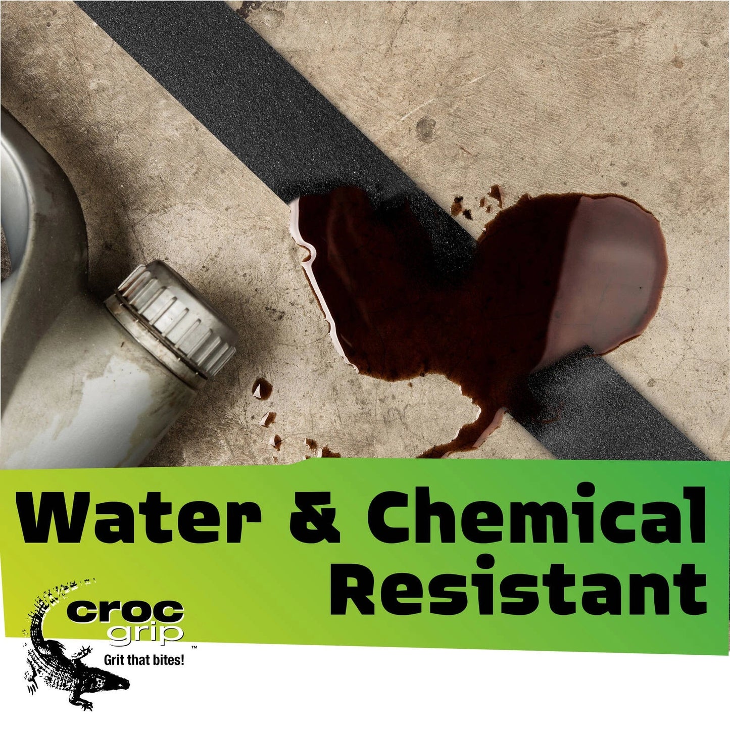 Croc Grip Black Anti-Slip Sheet 500x500mm P5 Rated, Chemical & Oil Resistant, Self-Adhesive