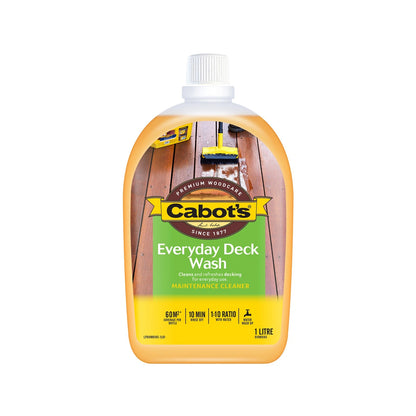 Cabot's 1L Everyday Deck Wash, Water-Based, UV Resistant, Satin Finish, 60m² Coverage