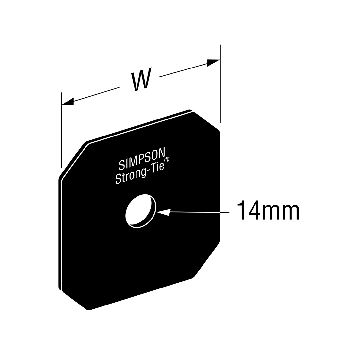 Simpson Strong-Tie 75x75mm Black Decorative Washer Plate, Corrosion Resistant, Easy Install