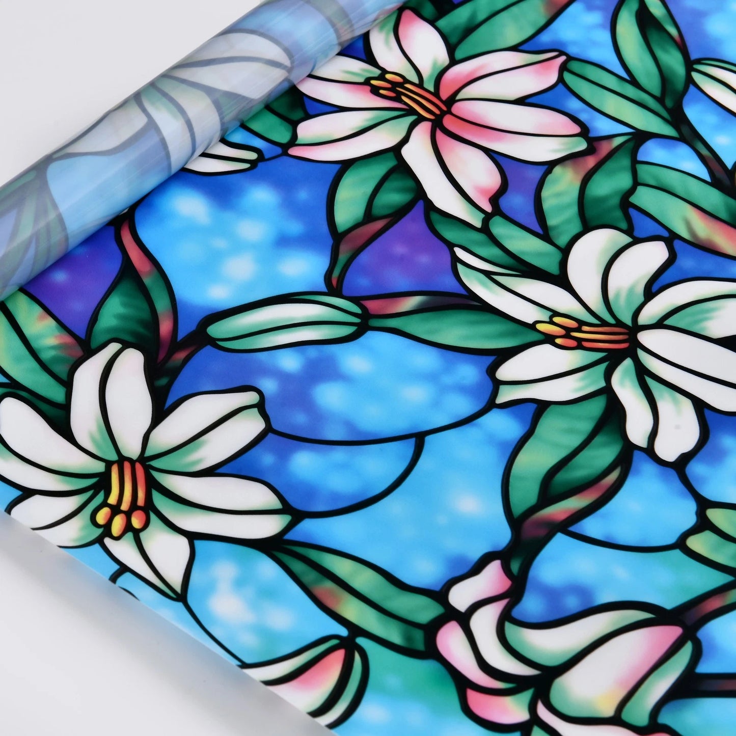 Pillar Stained Glass Static Window Film 0.45 x 2m, Adhesive-Free, Reusable, Privacy Decor