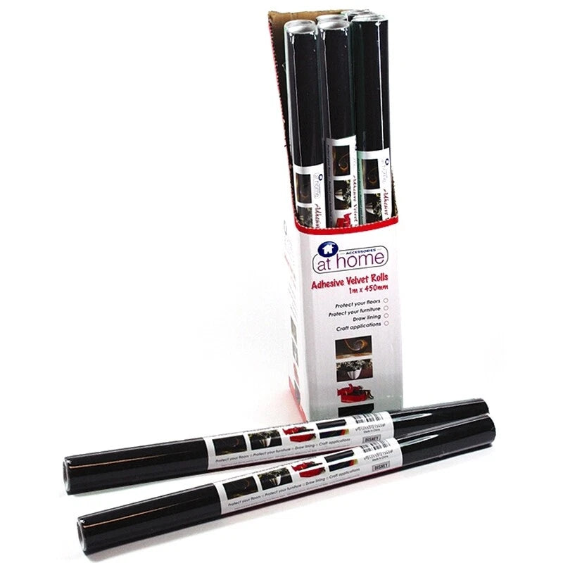At Home Black Felt Adhesive Roll 450mm x 1m - Durable Velvet for Furniture & Craft Projects