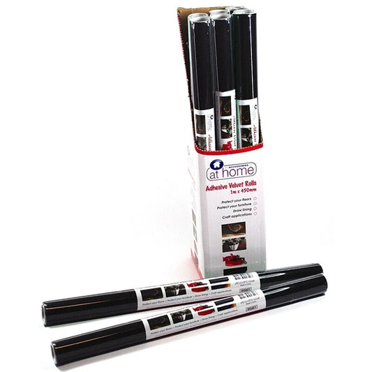At Home Black Felt Adhesive Roll 450mm x 1m - Durable Velvet for Furniture & Craft Projects