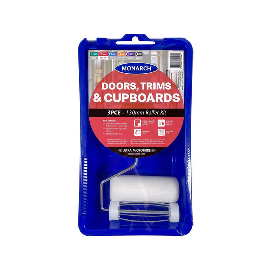 Monarch 130mm Ultra Microfibre Roller Kit for Doors, Trims & Cupboards - 3 Piece Set