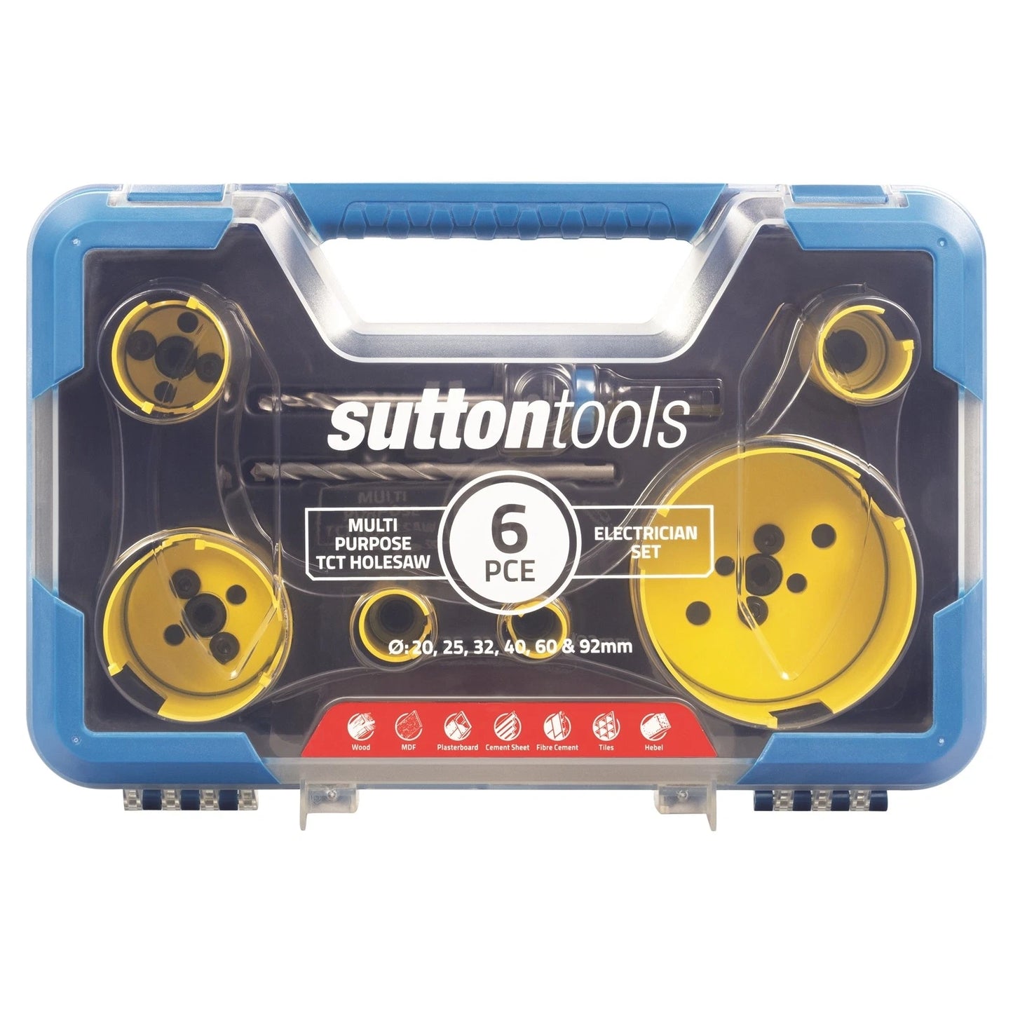Sutton Tools 6-Piece Electrician Holesaw Set, Tungsten Carbide, Fast Cutting, Quick Release