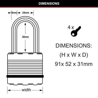 Master Lock 51mm Magnum Padlock, 38mm Long Shackle, Boron-Carbide, Weather-Resistant