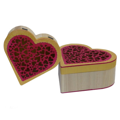 Boyle Wooden Heart Boxes Set of 2 - Handcrafted, Laser-Cut, Decorative Storage & Gift Options