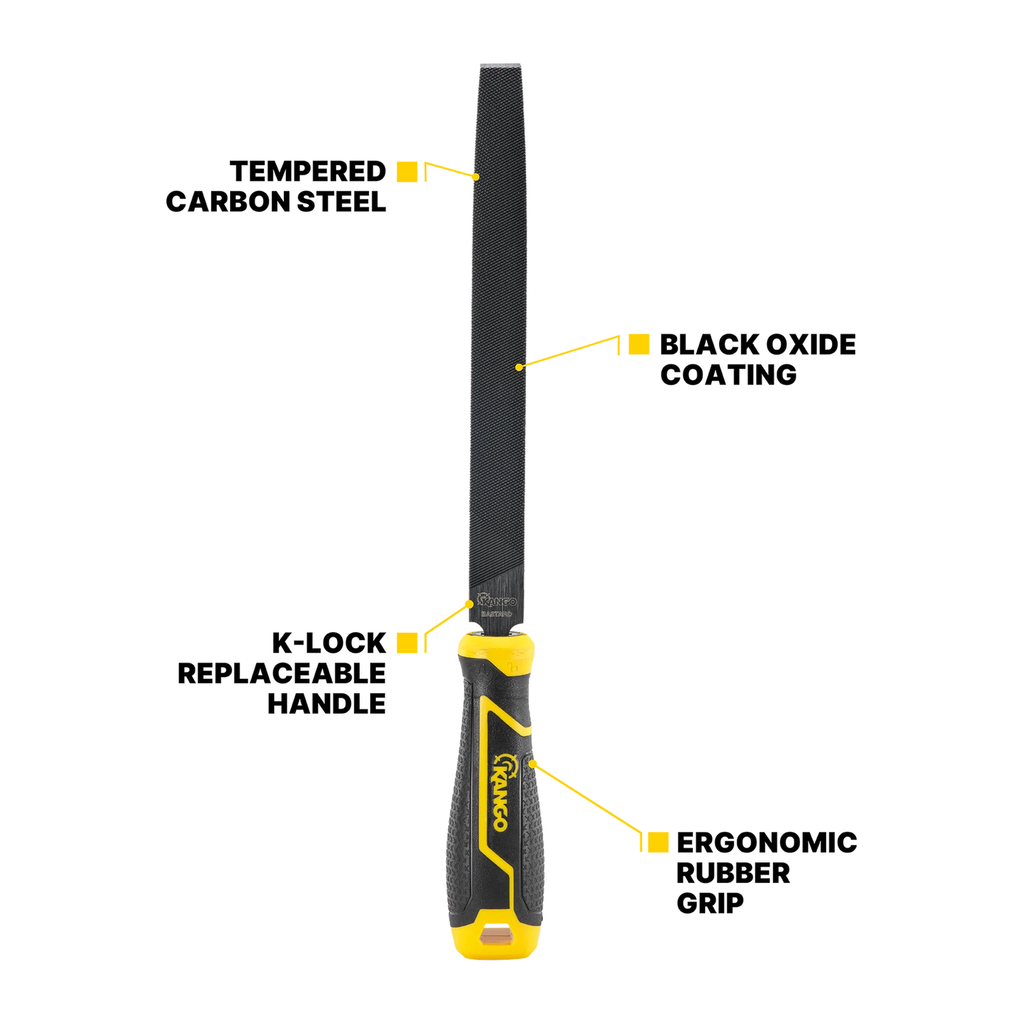 Kango 200mm Flat Bastard Cut File, Tempered Carbon Steel, Ergonomic Handle, Rust-Resistant