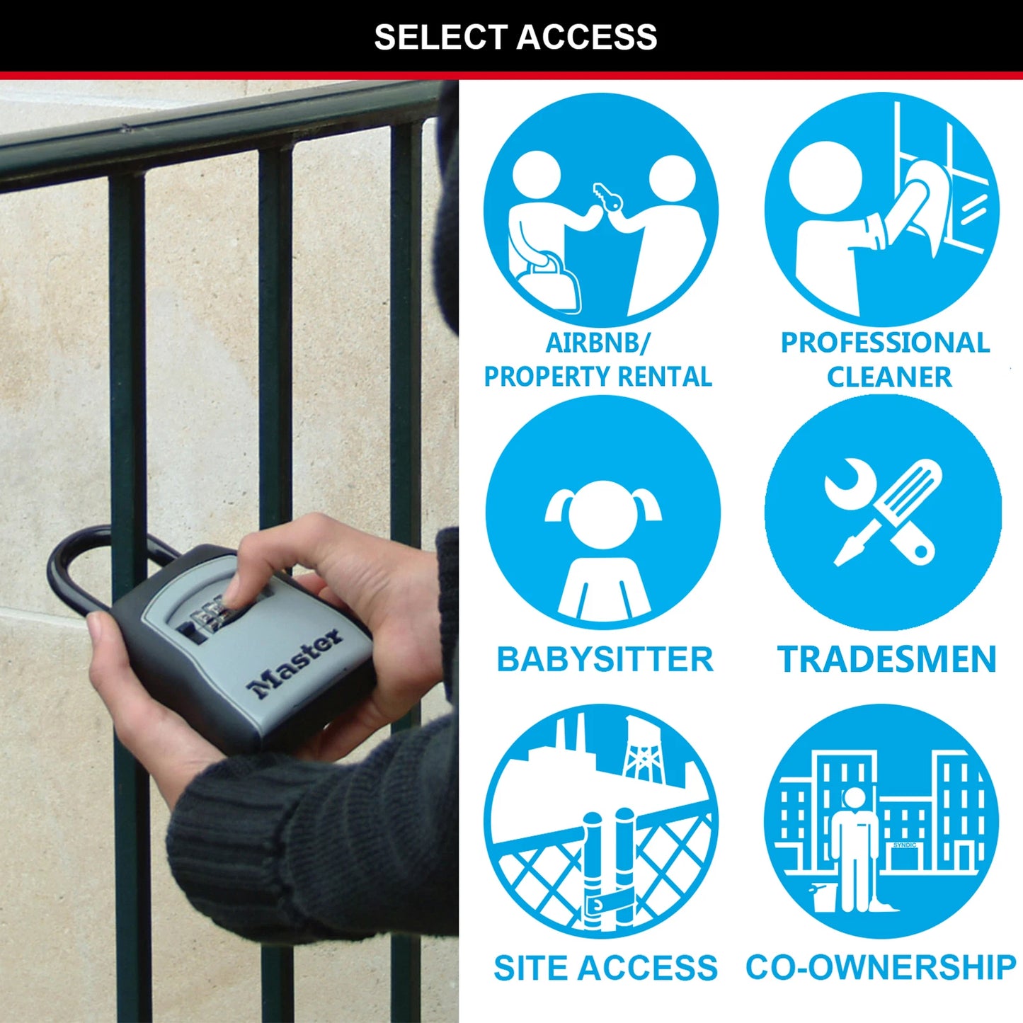 Master Lock Portable Key Safe, 4-Digit Combo, Weather-Resistant, Over-the-Door Design