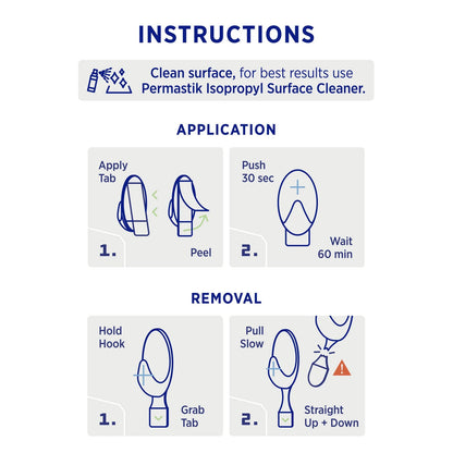 Permastik Medium Vogue Hooks 6 Pack - Self-Adhesive, Holds 1kg, Damage-Free, White