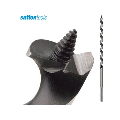 Sutton Tools 190x12mm Short Auger Bit, Hex Shank, Solid Centre, Single-Spur Edge