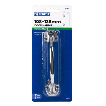 Zenith Chrome Plated Heavy Duty Door Handle 108-135mm, Polished Finish, Zinc Alloy
