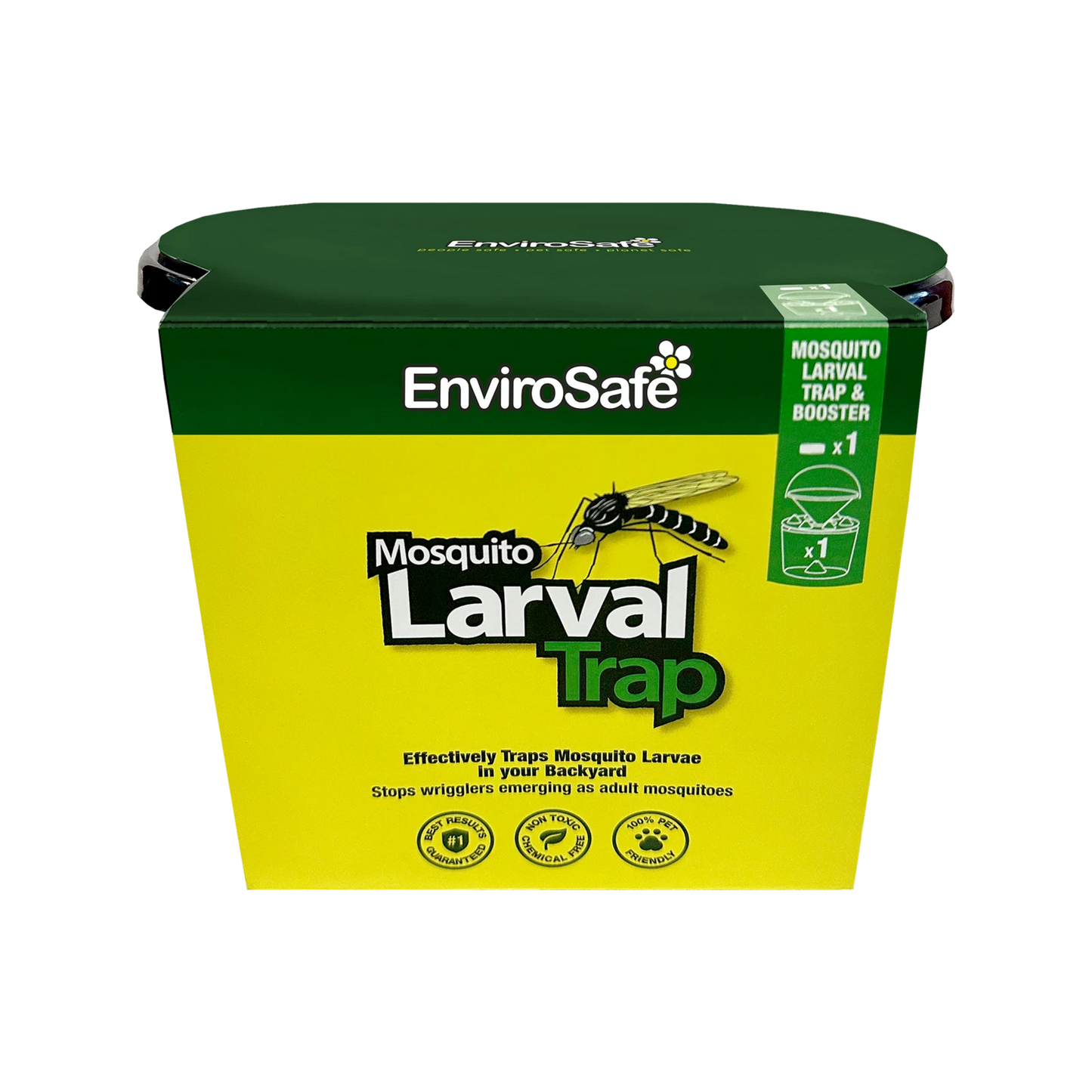 EnviroSafe Mosquito Larval Trap - Eco-Friendly, Chemical-Free, Targets Larvae, Includes Booster
