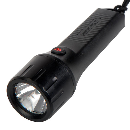 SWISS+TECH Waterproof LED Flashlight, 200lm, IPX7, 150m Beam, Multi-Mode, Includes Batteries