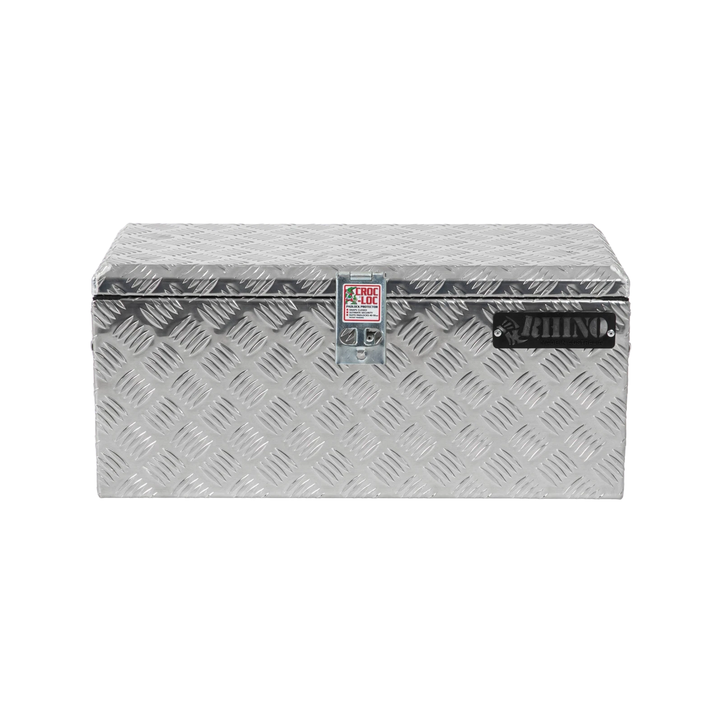 Rhino Aluminium Checkerplate Tool Box 610x280x270mm, Croc-Loc Lock, Weather Resistant
