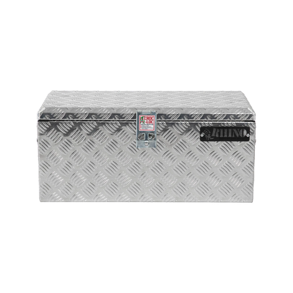 Rhino Aluminium Checkerplate Tool Box 610x280x270mm, Croc-Loc Lock, Weather Resistant