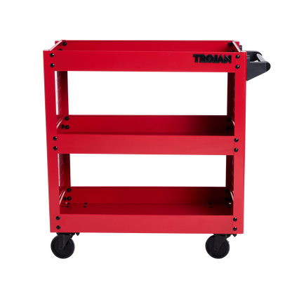 Trojan Steel 3 Tier Pegboard Service Cart, 200kg Capacity, Swivel Castors, Lifetime Warranty