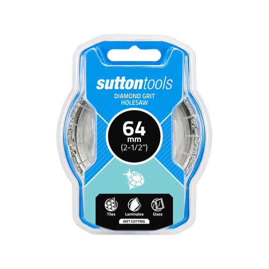 Sutton Tools 64mm Diamond Grit Holesaw, Deep Cutting, Heat Dissipation, Universal Thread