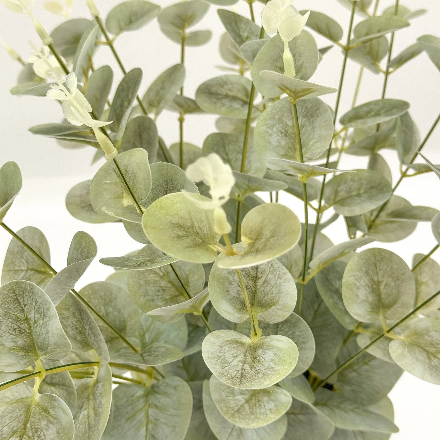 Artificial Baby Eucalyptus Plant - Green, 38cm, No Maintenance, White Pot