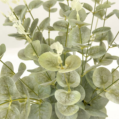Artificial Baby Eucalyptus Plant - Green, 38cm, No Maintenance, White Pot