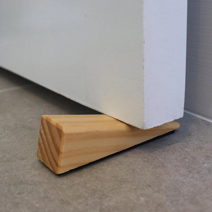 Adoored Small Beige Timber Wedge Door Stop for Indoor Use