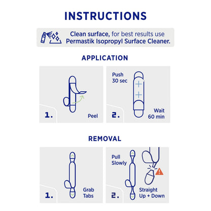 Permastik Large Steel Metal Hook, Stainless Steel, 2kg Support, Self-Adhesive, Easy Install