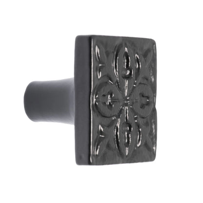 Lane Black Square Iron Knob - Matte Black, Easy Install, Modern Design