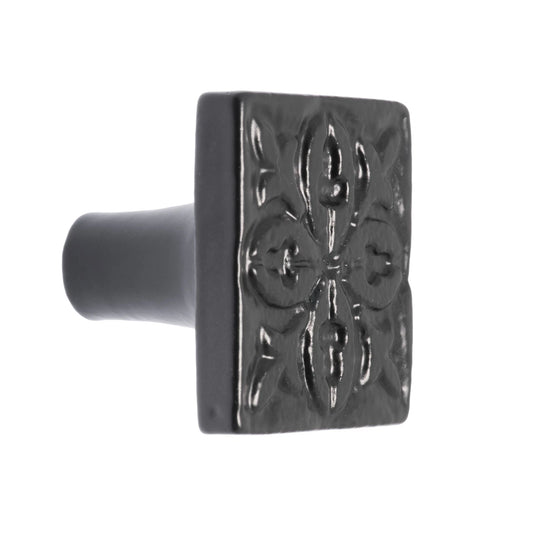 Lane Black Square Iron Knob - Matte Black, Easy Install, Modern Design