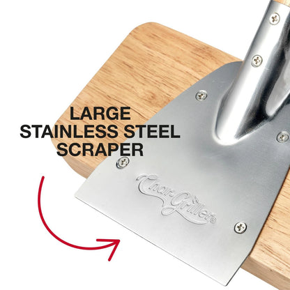 Char-Griller BBQ Pit Brush, 50cm Handle, 18cm Wide Head, Palmyra Bristles, Stainless Steel Scraper