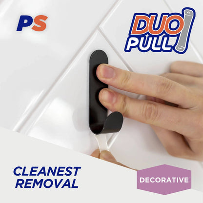 Permastik Medium Black Metal Hooks 3 Pack - No Damage, 1kg Capacity, Matte Black Finish