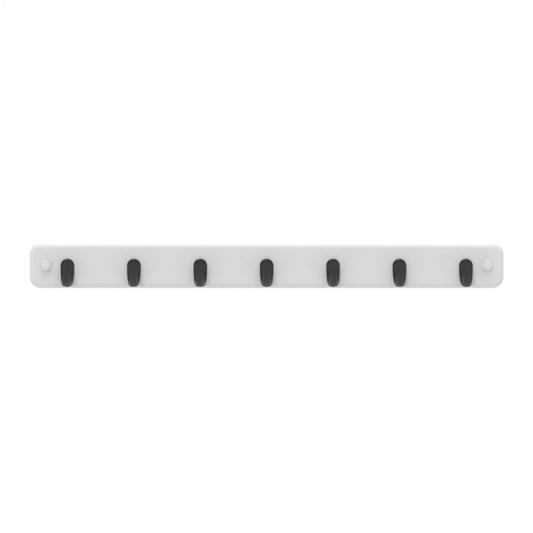 MODE 7 Key Rack with Black Hooks on White Board, Decorative & Durable Design