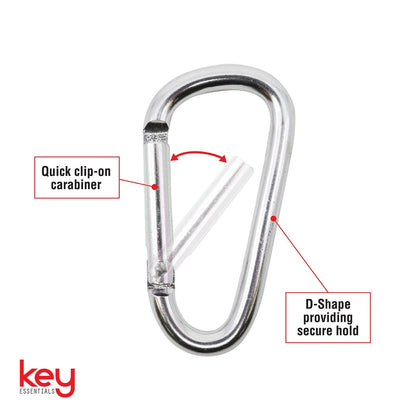 Key Essentials 6mm Metal D Shape Key Ring, Durable Aluminium, Vibrant Colours