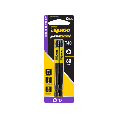 Kango HyperTorque TX40 89mm Impact Driver Bits 2 Pack - Magnetic Tip, Torsion Zone