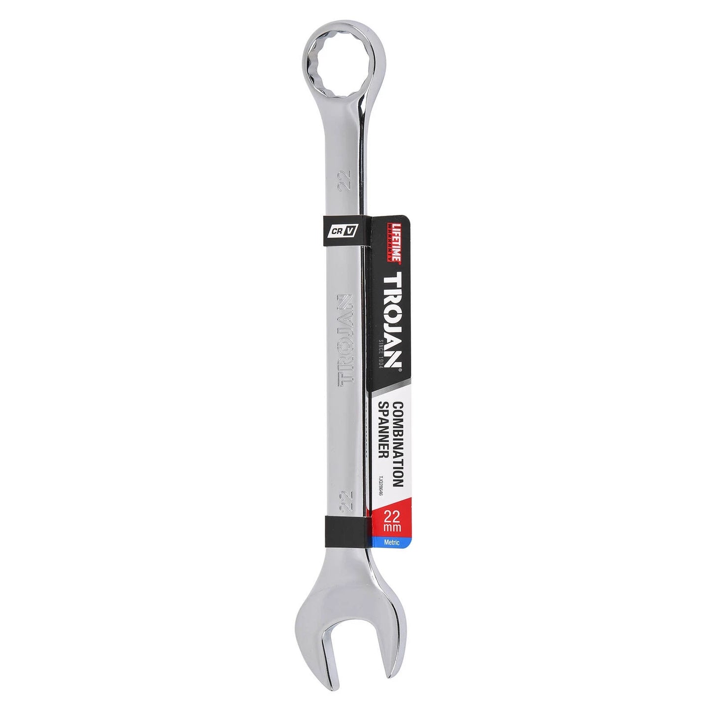Trojan 22mm Combination Spanner, Chrome Vanadium, 12 Point Ring, Open End, Lifetime Warranty