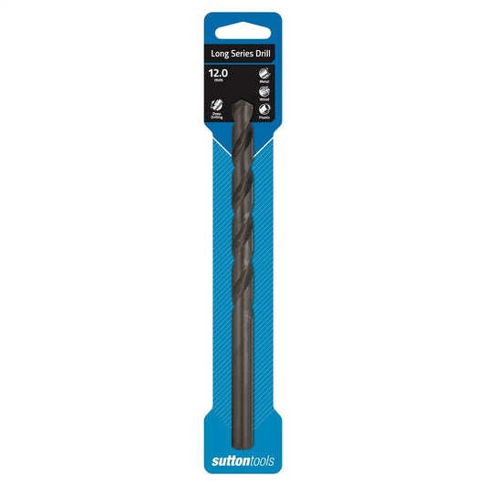 Sutton Tools 12mm Long Series Jobber Drill Bit, M2 HSS, 118° Point, Blue Finish