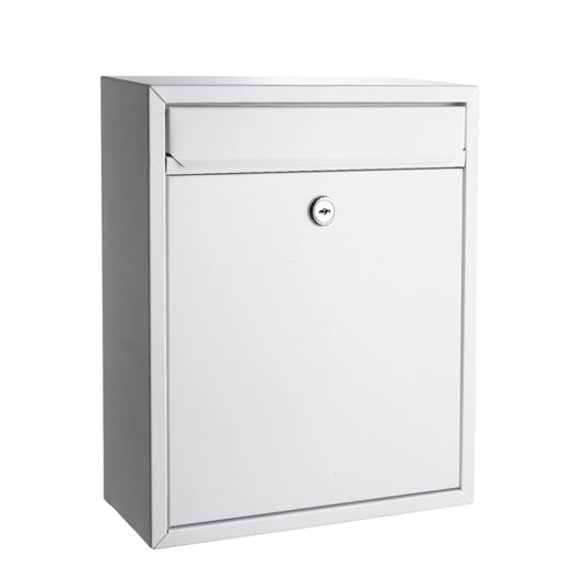 Sandleford White Wall Mount Letterbox, Galvanised Steel, Weather-Resistant, Lockable